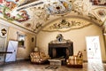 Century historic hall. Luxury furniture, ceiling frescoes Royalty Free Stock Photo