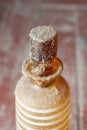 Century-old dust on an old bottle. a beautiful bottle neck in centuries-old dust Royalty Free Stock Photo