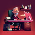 CEO of a Company Desks Vector Illustration. AI Generated