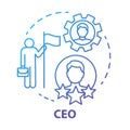 CEO concept icon. Chief executive, boss, top manager idea thin line illustration. Leadership, career growth and personal