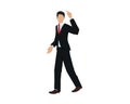 CEO or Employee with Cool Walking Gesture Illustration