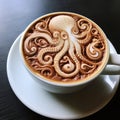 Cephalo-Caffeination: Whimsical Octopus Latte Art Graces Your Cappuccino Cup