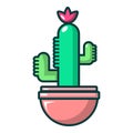 Cephalocereus cactus icon, cartoon style