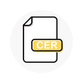 CER file format, extension color line icon Royalty Free Stock Photo