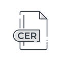 CER File Format Icon. CER extension line icon Royalty Free Stock Photo