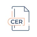 CER File Format Icon. CER extension line icon Royalty Free Stock Photo