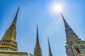 Ceraimic Chedis Spires Pagodas Sun Wat Pho Bangkok Thailand