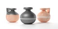 Ceramic ancient greek small vessels with handle isolated against white background. 3d illustration