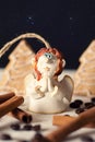 Ceramic angel in magic forest Royalty Free Stock Photo