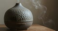 Ceramic aroma diffuser with rising mist, ai generated Royalty Free Stock Photo