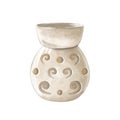 Ceramic aroma lamp in watercolor style. Aromatherapy accessory with essential oil. Diffuser for aromatherapy and spa