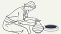 Ceramic Artist Creating, Handcraft and Pottery Vector Art, vector design Generative AI Royalty Free Stock Photo