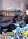 Ceramic artist working in her studio