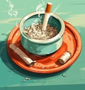 Ceramic ashtray with smokes cigarettes. No smoking concept. Royalty Free Stock Photo