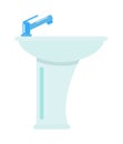 Ceramic bathroom washbasin on white background hygiene faucet sink vector icon. Royalty Free Stock Photo