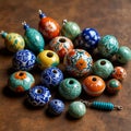 Ceramic Bead Medley: A Kaleidoscope of Colors and Textures Royalty Free Stock Photo