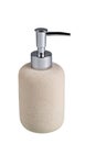 ceramic beige bottle for liquid soap and detergents with dispenser, isolated