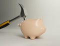 Hammer Smashing Ceramic Piggy Bank Royalty Free Stock Photo
