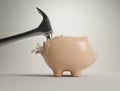 Hammer Smashing Ceramic Piggy Bank Royalty Free Stock Photo