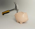 Hammer Smashing Ceramic Piggy Bank Royalty Free Stock Photo