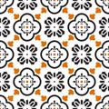 Ceramic black and white mediterranean seamless tile pattern. Royalty Free Stock Photo