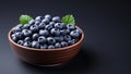 Ceramic bowl brims with delectable, sweet blueberries a vegan delicacy