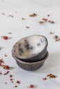 Ceramic bowl handmade. Grey matt little bowls Royalty Free Stock Photo