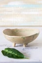 Ceramic bowls with leg made by hand Royalty Free Stock Photo