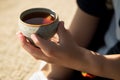 Chinese tea ceremony. Ceramic teapot made of clay and bowls. Generative ai Royalty Free Stock Photo