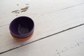 Ceramic bowls on wooden background