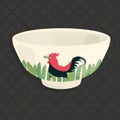 Ceramic Chicken Bowl Illustration from Thailand Lampang filigree decoration vector