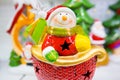 Ceramic Christmas lantern with snowman