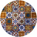 Ceramic circle made of colored ornament tiles