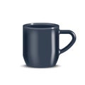 Ceramic coffee mug with dark gray matte glaze and handle isolated on white front view, vector realistic 3d object for kitchenware Royalty Free Stock Photo