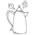 Ceramic coffee pot icon. Vector illustration of glass tea pot. Hand drawn tea pot, coffee pot