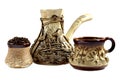Ceramic coffee set, cezve Royalty Free Stock Photo