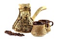 Ceramic coffee set, cezve Royalty Free Stock Photo