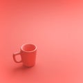 Ceramic Coral Colored Mug, 3d rendering, Coffee Cup