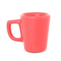 Ceramic Coral Colored Mug Isolated on White, 3d rendering, Coffee Cup