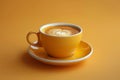 A Cup of Coffee on Yellow Saucer. Generative AI Royalty Free Stock Photo
