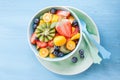 Ceramic cup with fresh fruit salad Royalty Free Stock Photo