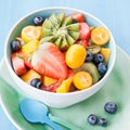 Ceramic cup with fresh fruit salad Royalty Free Stock Photo