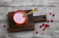 Ceramic cup with homemade berry yogurt