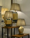 Ceramic desk lamps in lighting shop