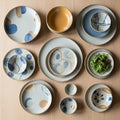 Ceramic dinnerware set on a light Royalty Free Stock Photo