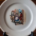 A ceramic dish hand painted
