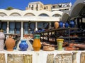 Ceramic dishes sold at the street market in the city of Chania. Crete