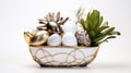ceramic easter basket white background Royalty Free Stock Photo