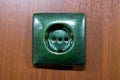 Ceramic electric green socket made with a plaster mold. double firing, icing. Ceramist meeting and exchange of experience.