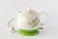 Ceramic electric kettle with green pattern